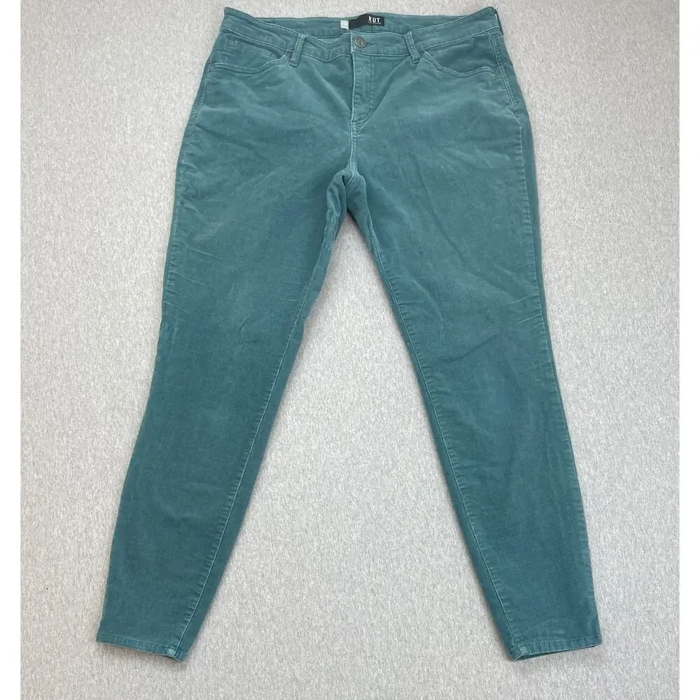 Kut From The Kloth Pants Women 14W Green Corduroy Stretch High-Rise Diana Skinny